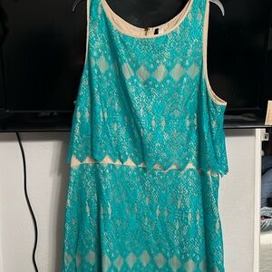 Teal lace dress